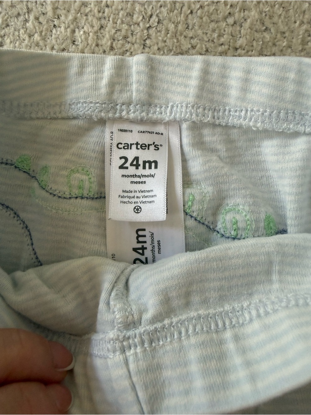 Carter's baby blue stripped Dino Leggings and NikeGray sweats - Picture 3 of 6